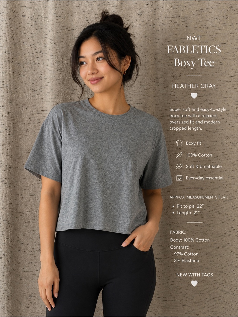Fabletics Heather Gray Cropped Boxy Tee